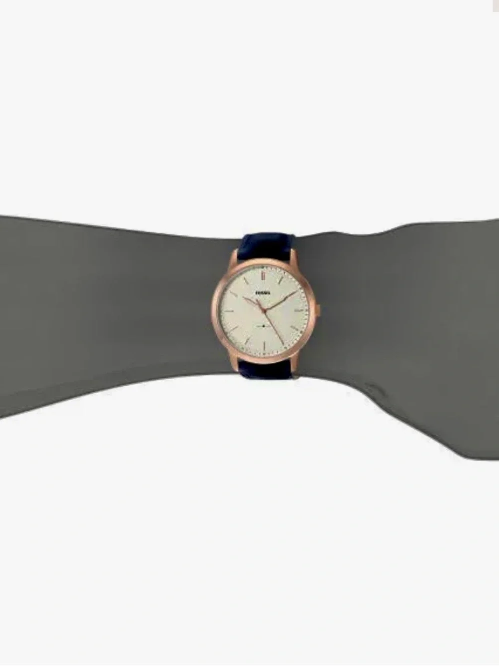 Fossil Men's Blue Leather Strap Watch with Gold Case